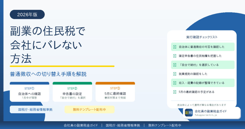 副業の住民税で会社にバレない方法　普通徴収への切り替え手順